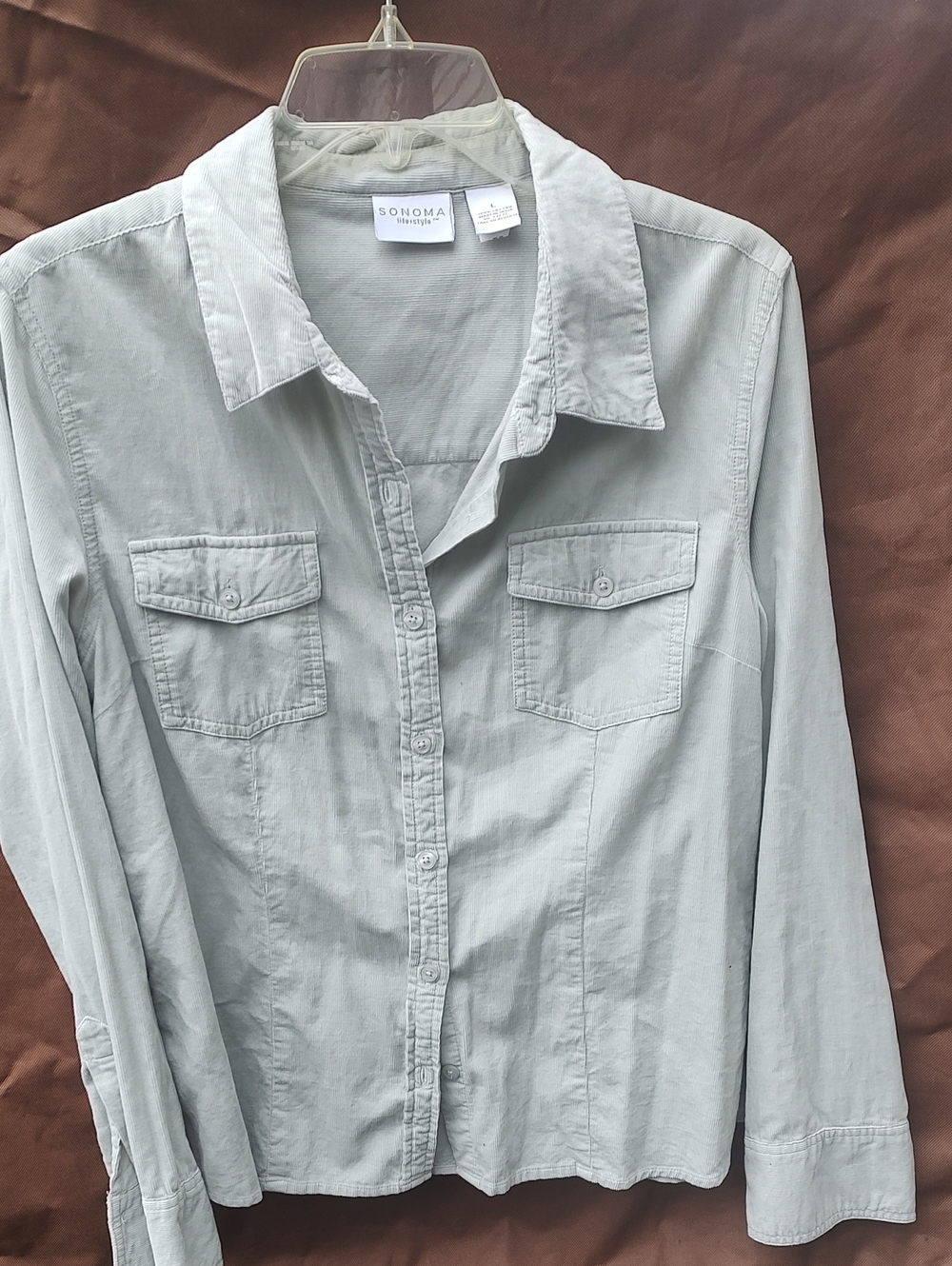 Sonoma light gray button-down utility shirt with chest pockets - Picture 3 of 6